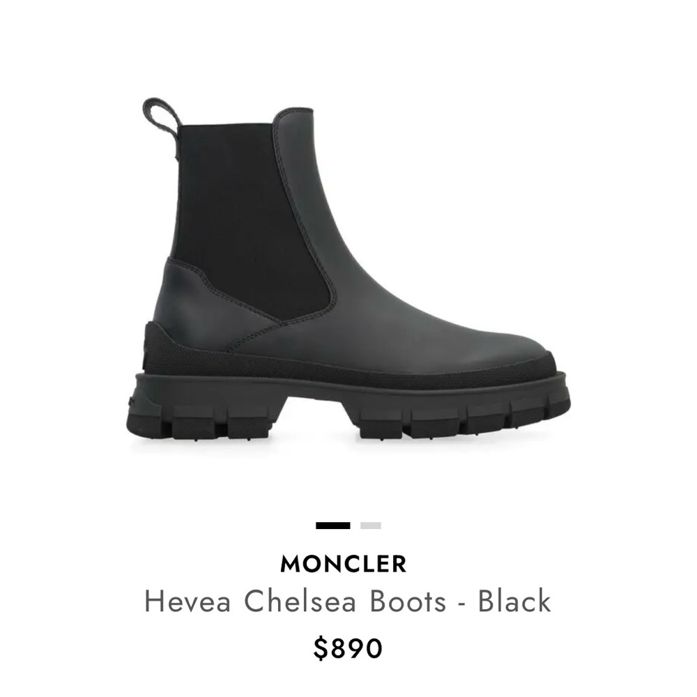 Moncler Hevea Chelsea Boots Black Leather Slip On NIB